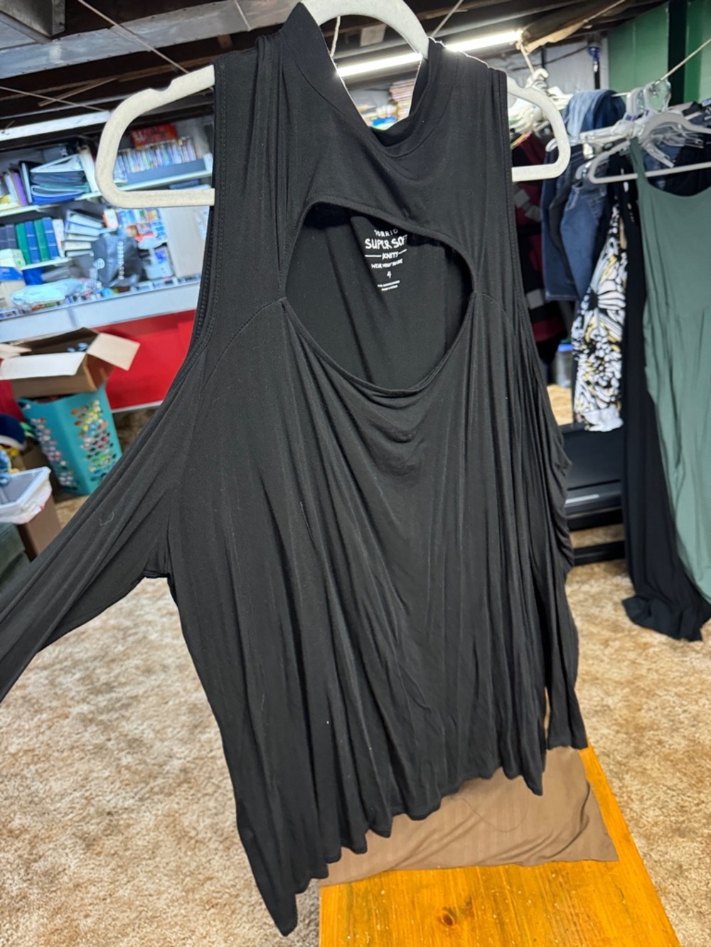 Black Cold-Shoulder Chest Window Cutout Tunic Top